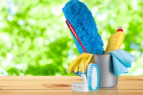 Carpet cleaner preparing equipment with safety awareness